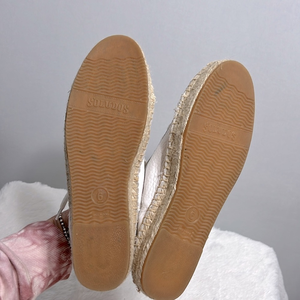 Soludos Sneakerdrille Lace Up Espadrille Leather Sneaker size 6 White - Picture 4 of 8